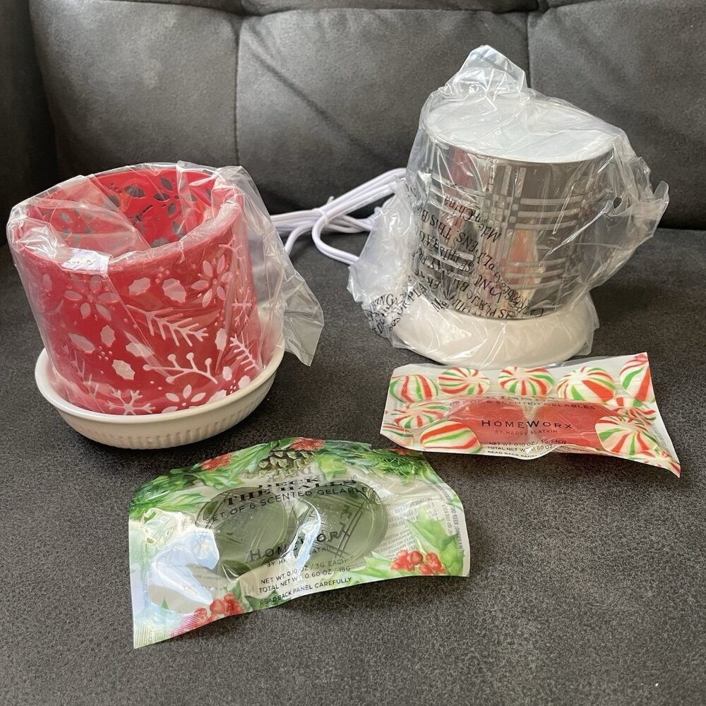 HomeWorx by Harry Slatkin Christmas Fragrance Warmer w/ Scented Gelables Holiday